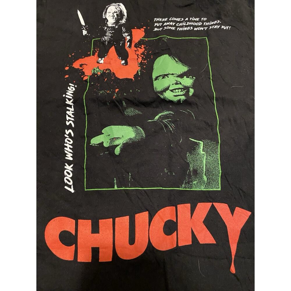 Men’s Chucky 2004 Black Graphic T Shirt Size Small Halloween Spooky Child’s Play